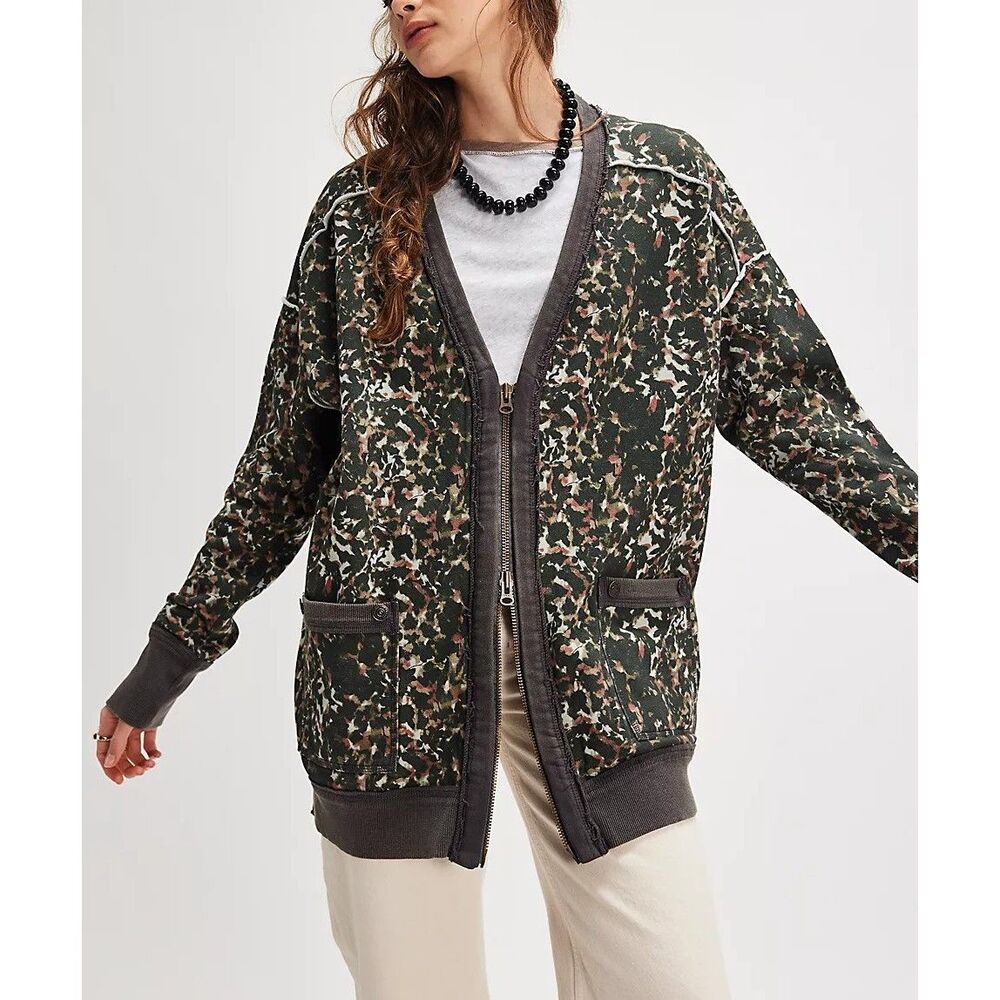 Free People We The Free Aiden Cardigan Jacket Sweatshirt Top Floral S New 283707